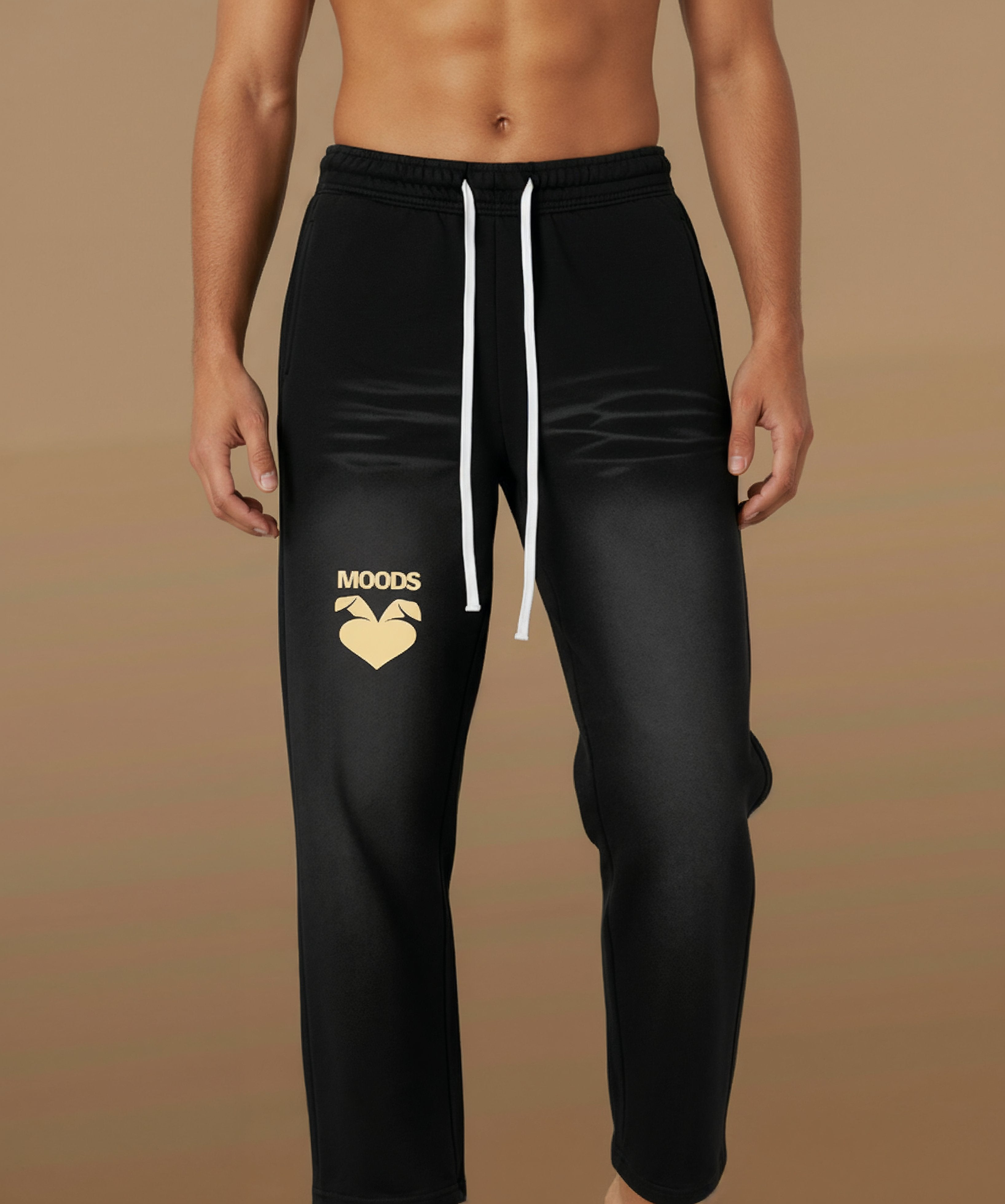 Black Sweethearts Moods sweatpants from Moods Drop collection, male model front view