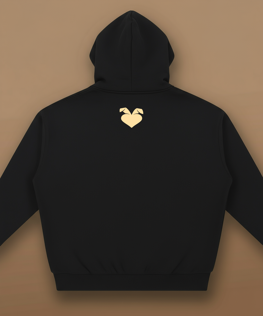 back view of Sweethearts graffiti text hoodie in black