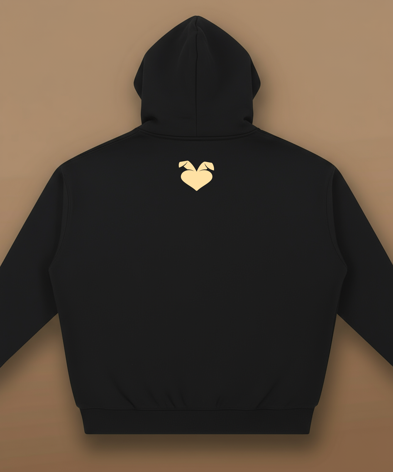 back view of Sweethearts graffiti text hoodie in black