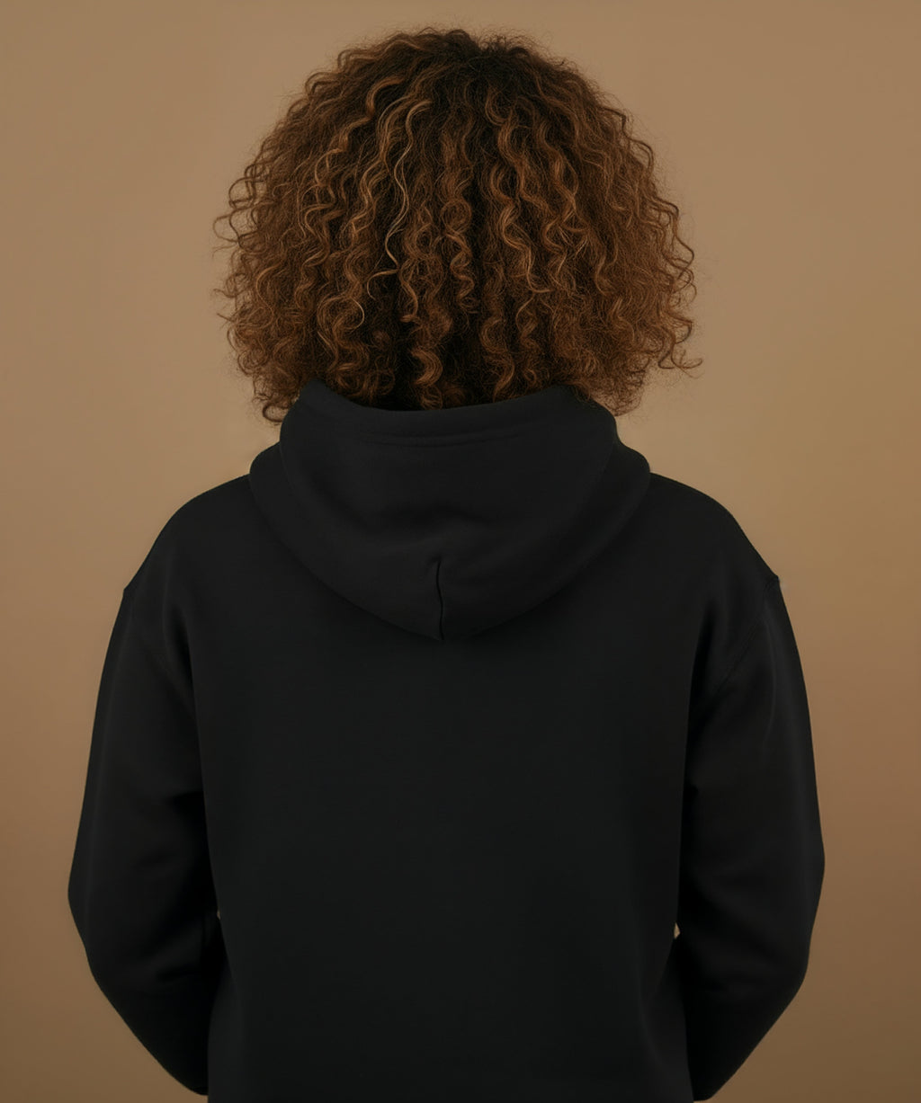 back view of Sweethearts graffiti text hoodie in black on female model