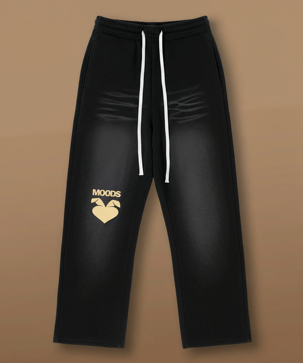 Black Sweethearts Moods sweatpants from Moods Drop collection, front view