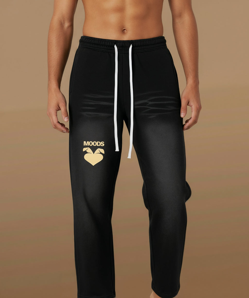 Black Sweethearts Moods sweatpants from Moods Drop collection, male model front view