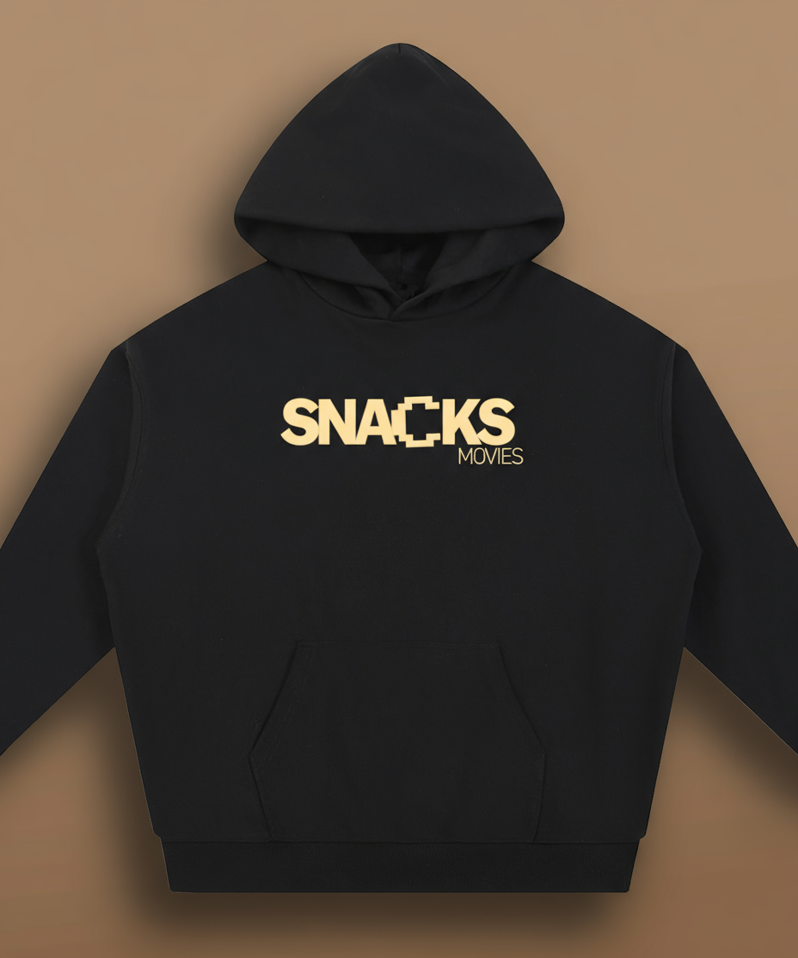 front view of Sweethearts Snacks & Movies black unisex hoodie