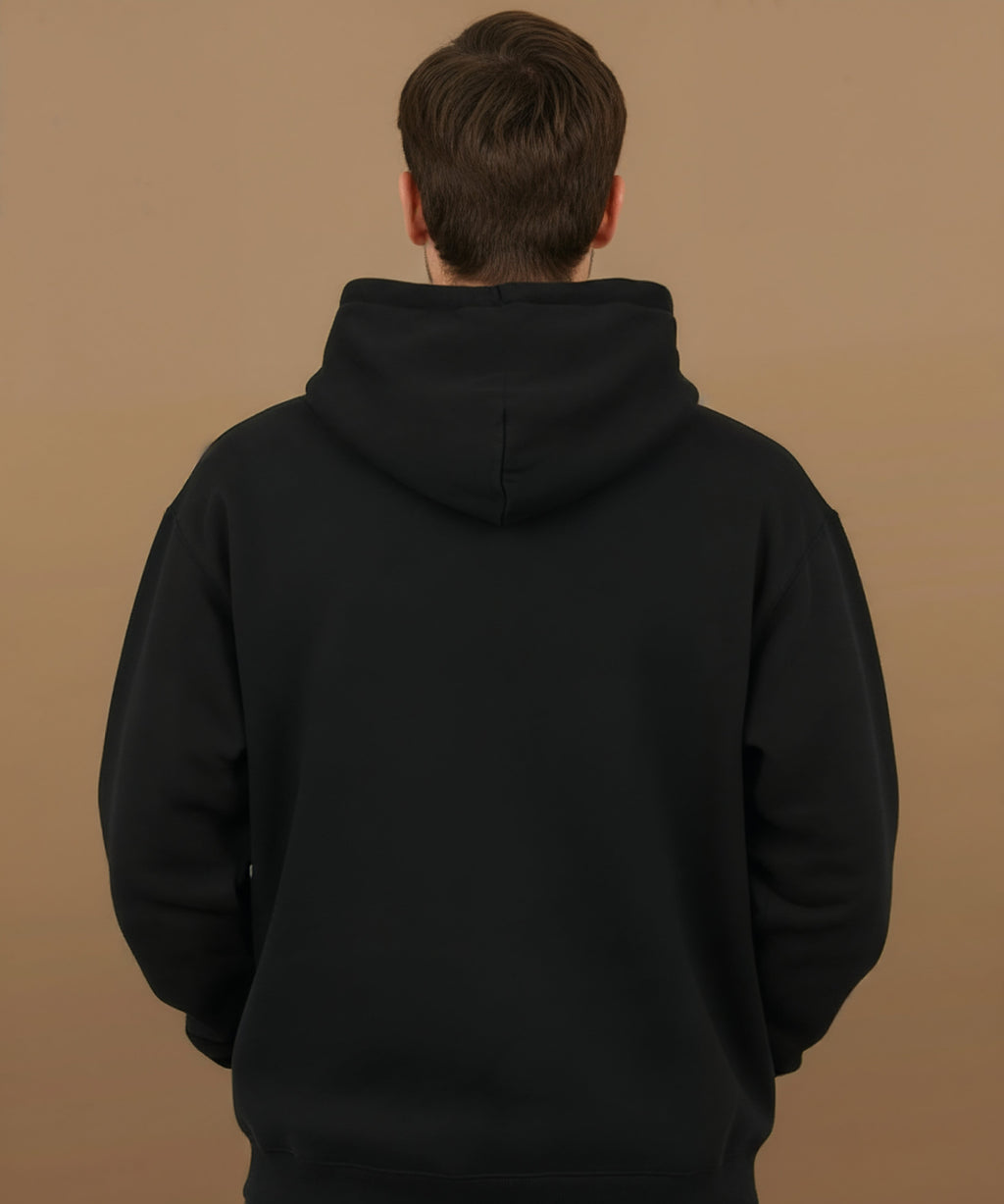 male model wearing Sweethearts Snacks & Movies hoodie from the Moods Drop collection, back view