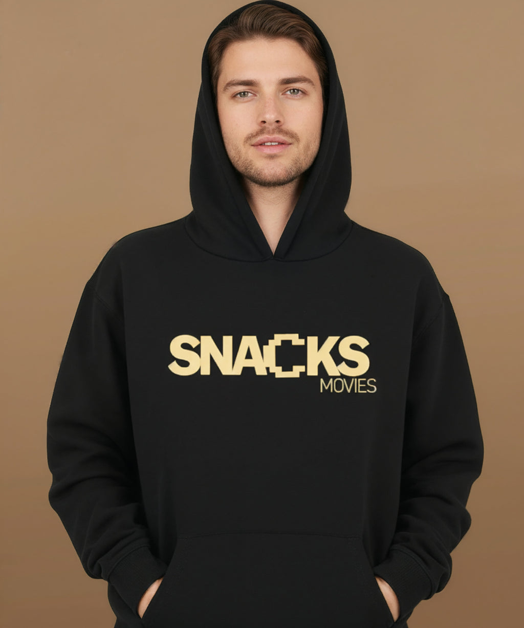 male model wearing Sweethearts Snacks & Movies hoodie from the Moods Drop collection, front view